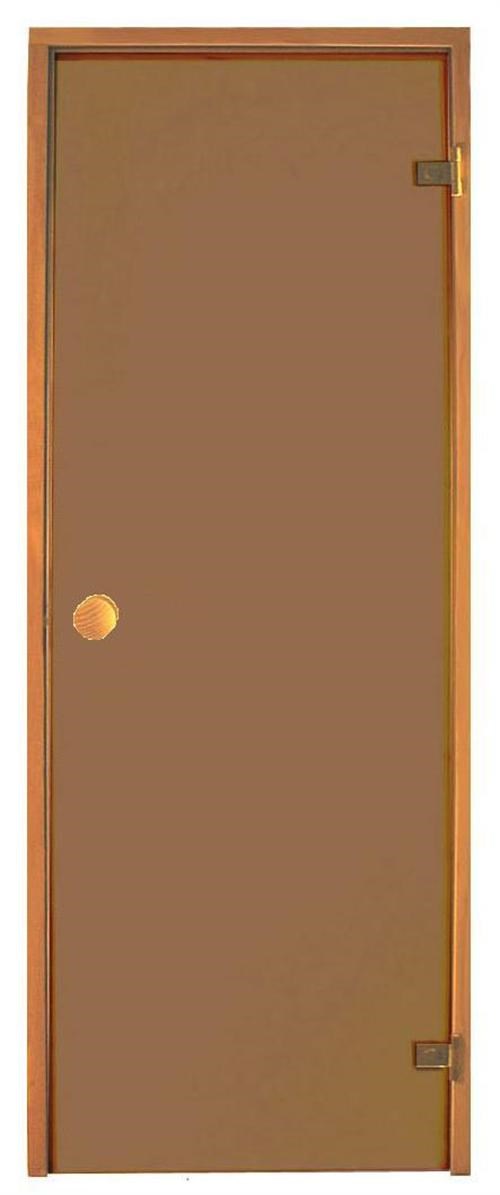 Bastudörr 7x20 Trend med bronsfärgat glas och furukarm